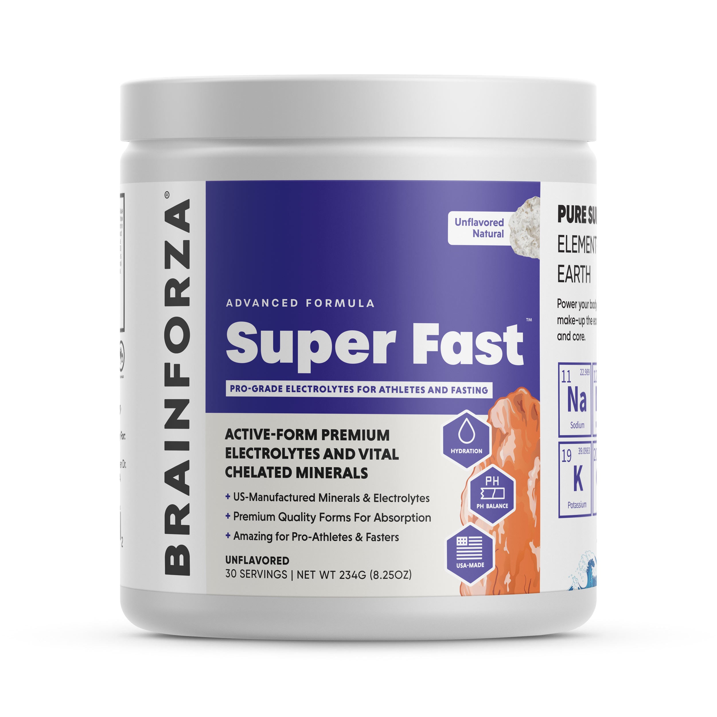 Brain Forza Super Fast Electrolytes For Fasting Sodium Potassium Magnesium Zinc Salt Natural No Sugar USA Zero Calories