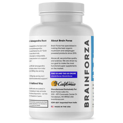 Brain Forza KSM-66 Ashwagandha Root Extract 500mg 1,000mg Strong potent, 90 capsules