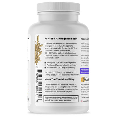 Brain Forza KSM-66 Ashwagandha Root Extract 500mg 1,000mg Strong potent, 90 capsules