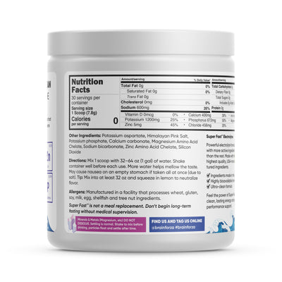 Brain Forza Super Fast Electrolytes For Fasting Sodium Potassium Magnesium Zinc Salt Natural No Sugar USA Zero Calories